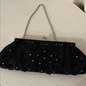 Elegant Black Beaded Clutch